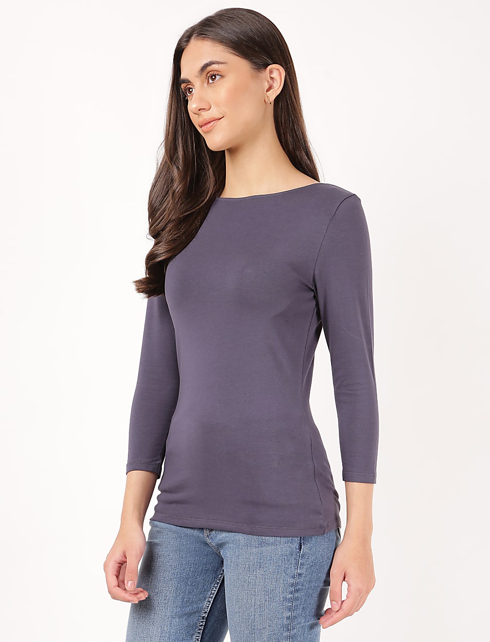 Cotton Plain Boat Neck Top