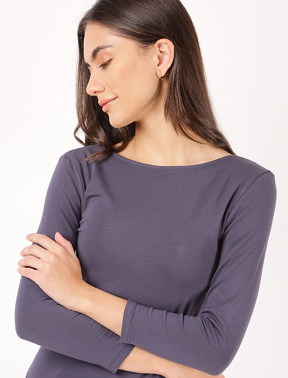 Cotton Plain Boat Neck Top