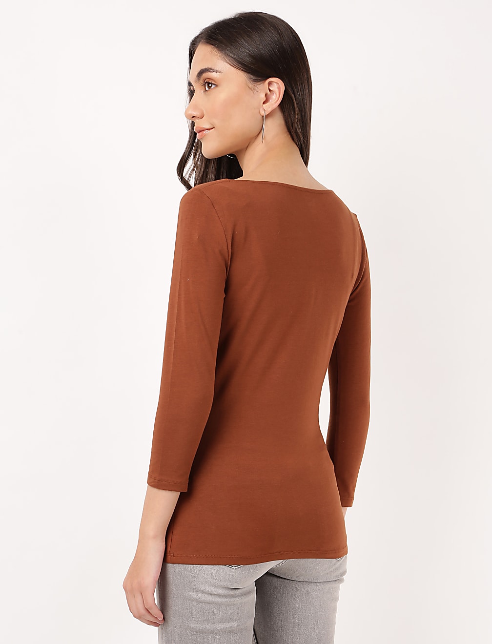 Cotton Plain Boat Neck Top