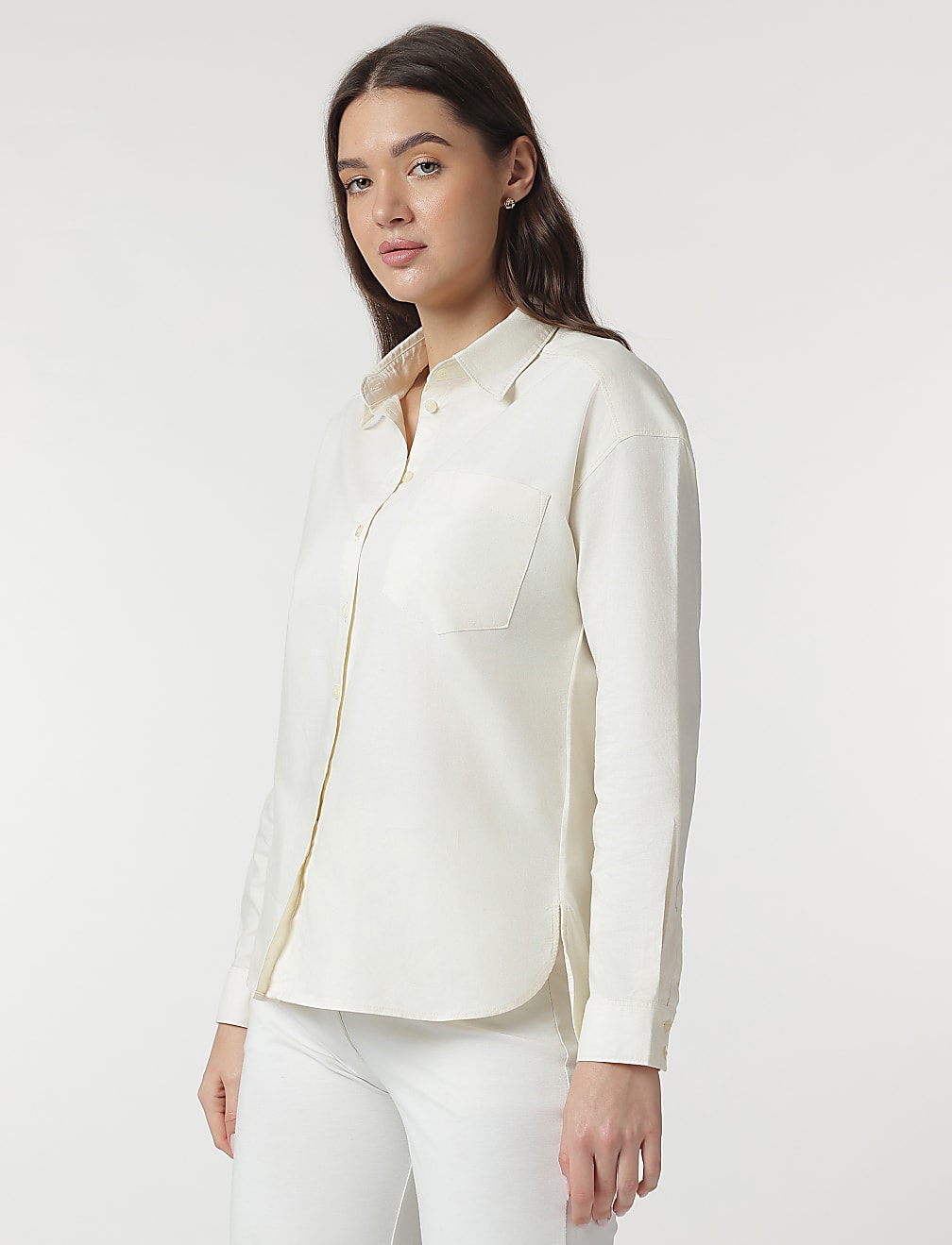 Pure Cotton Spread Collar Shirt