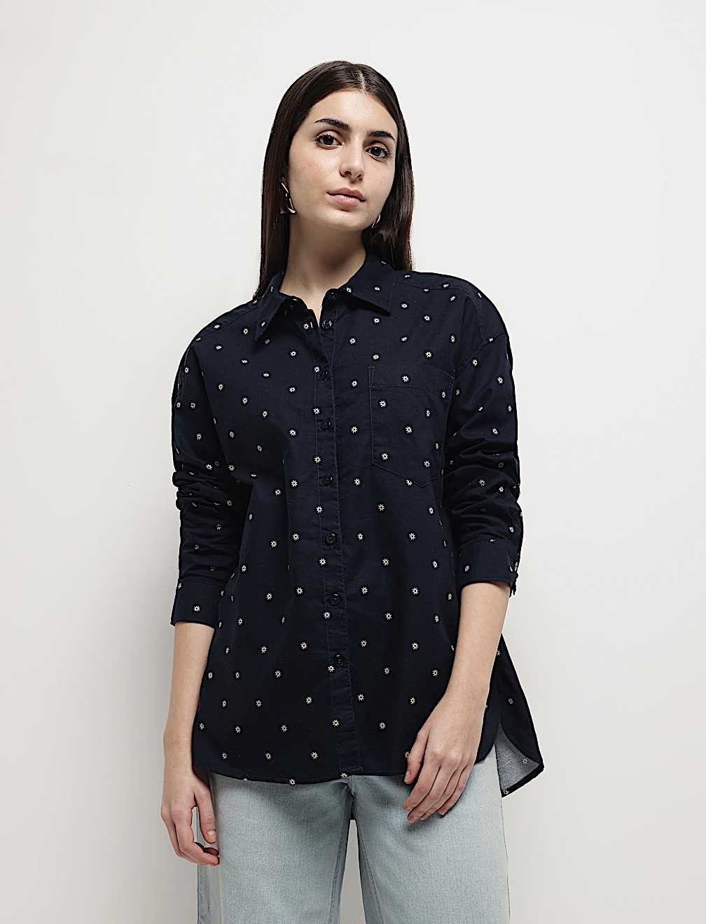 Pure Cotton Printed Spread Collar Shirt