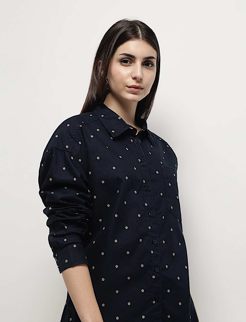 Pure Cotton Printed Spread Collar Shirt