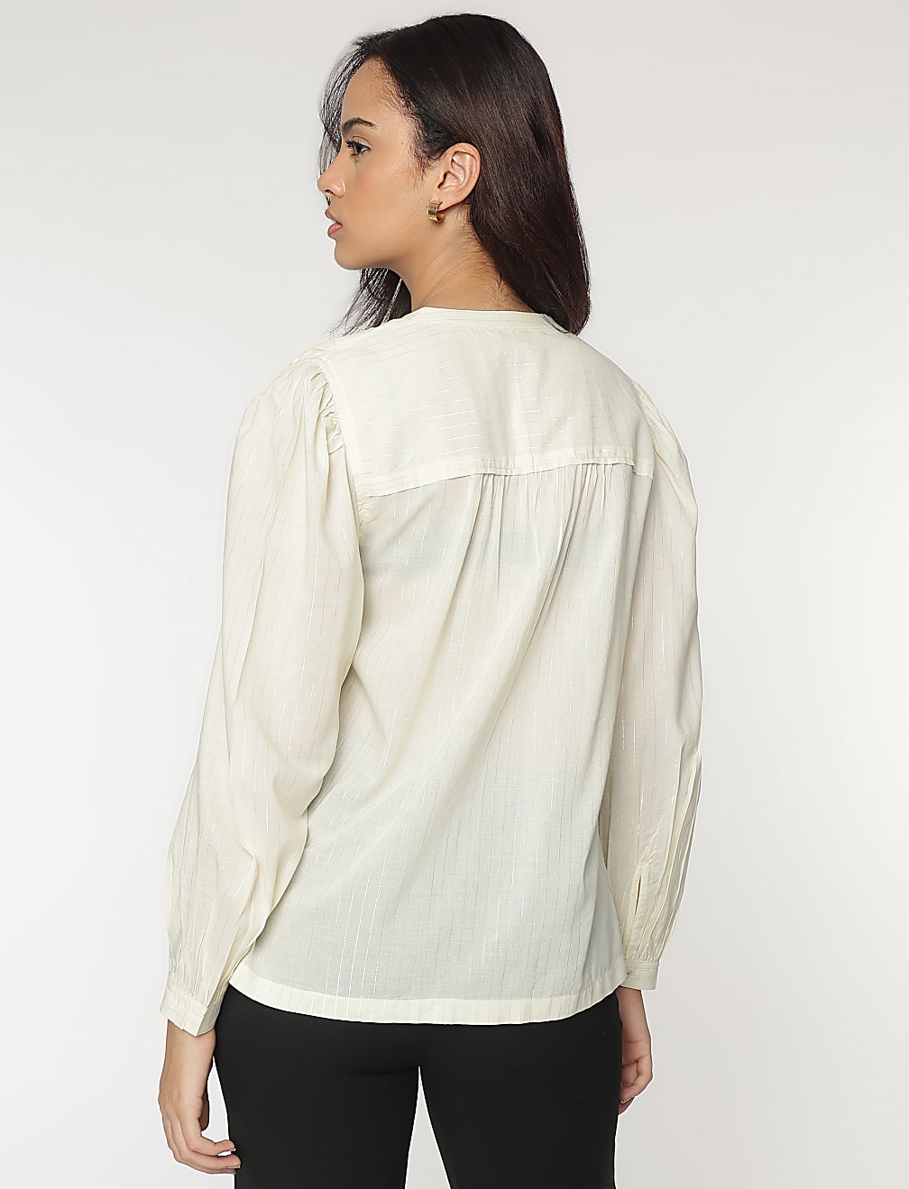 Mandarin Neck Stripes Shirt
