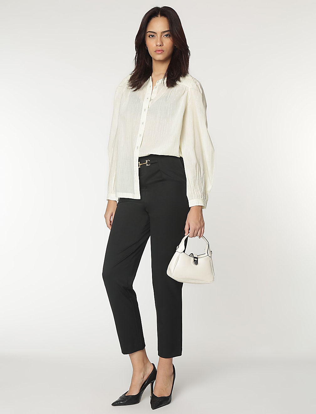 Mandarin Neck Stripes Shirt