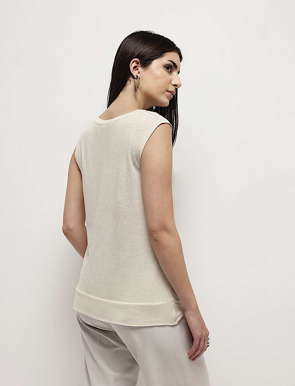 Linen Rich Draped Vest Top