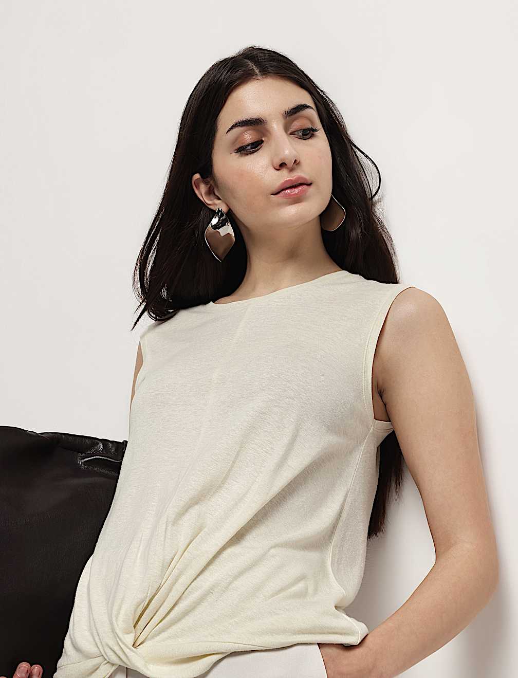 Linen Rich Draped Vest Top