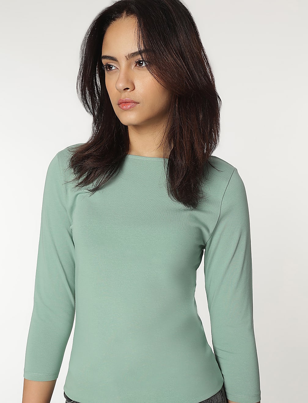 Cotton Rich Boat Neck T-shirt