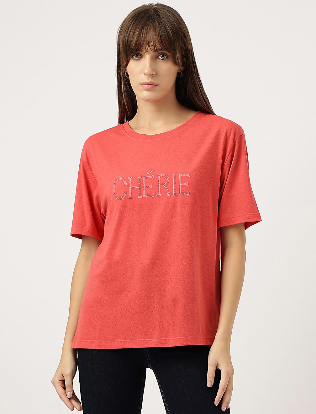 Embroidered Round Neck T-Shirt