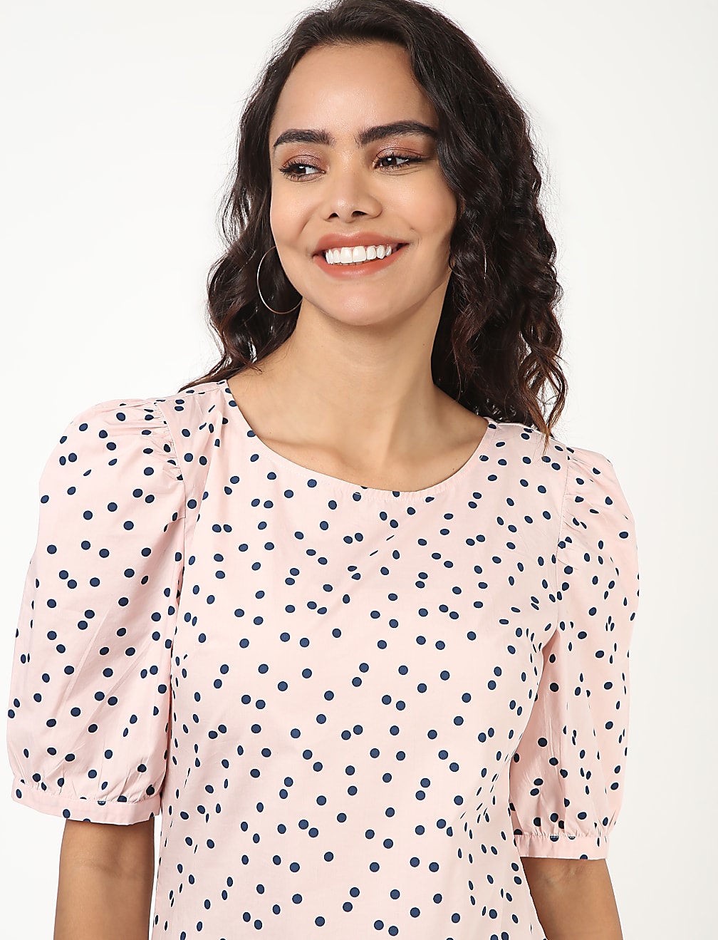 Swing Dress With Puff Sleeve