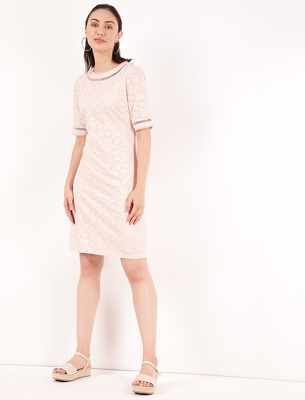 Pure Cotton Embroidery Round Neck Dress