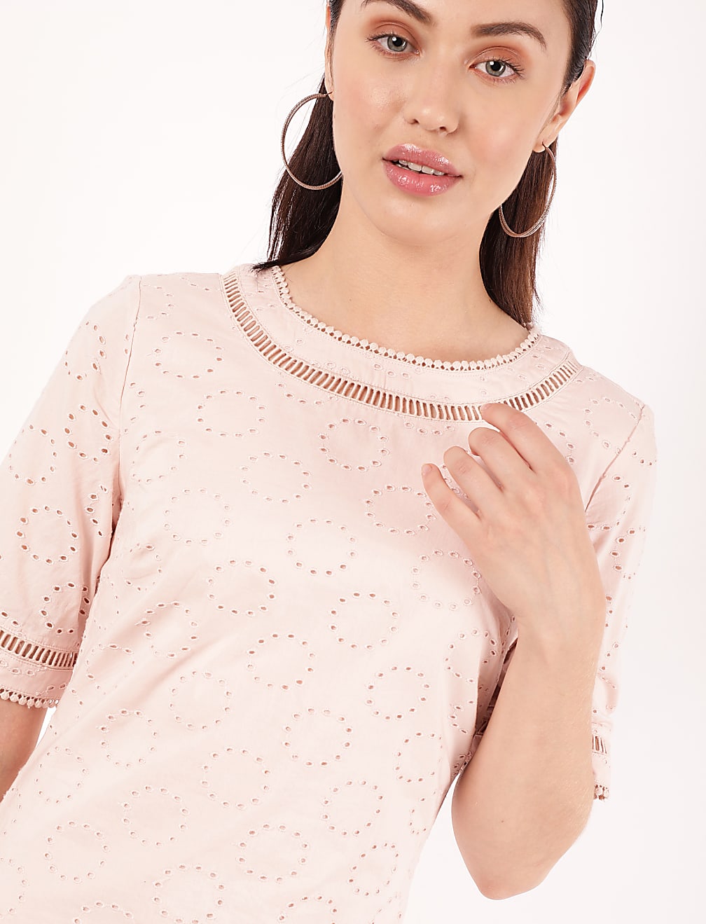 Pure Cotton Embroidery Round Neck Dress