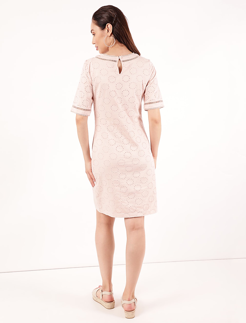 Pure Cotton Embroidery Round Neck Dress