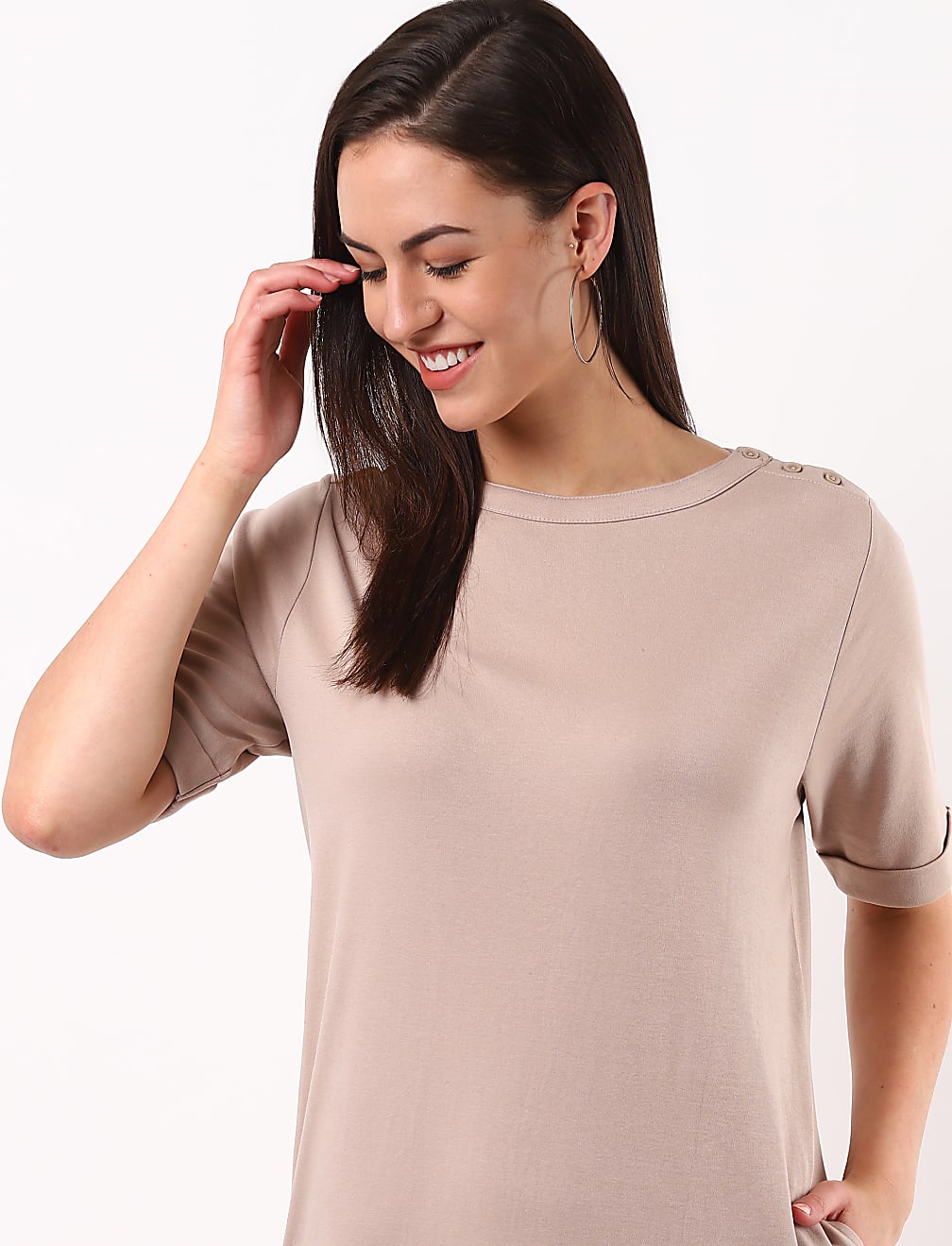 Pure Cotton Solid Shift Dress