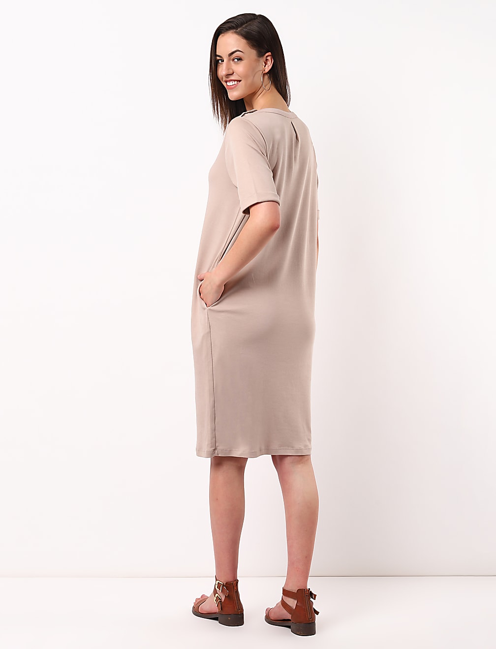 Pure Cotton Solid Shift Dress