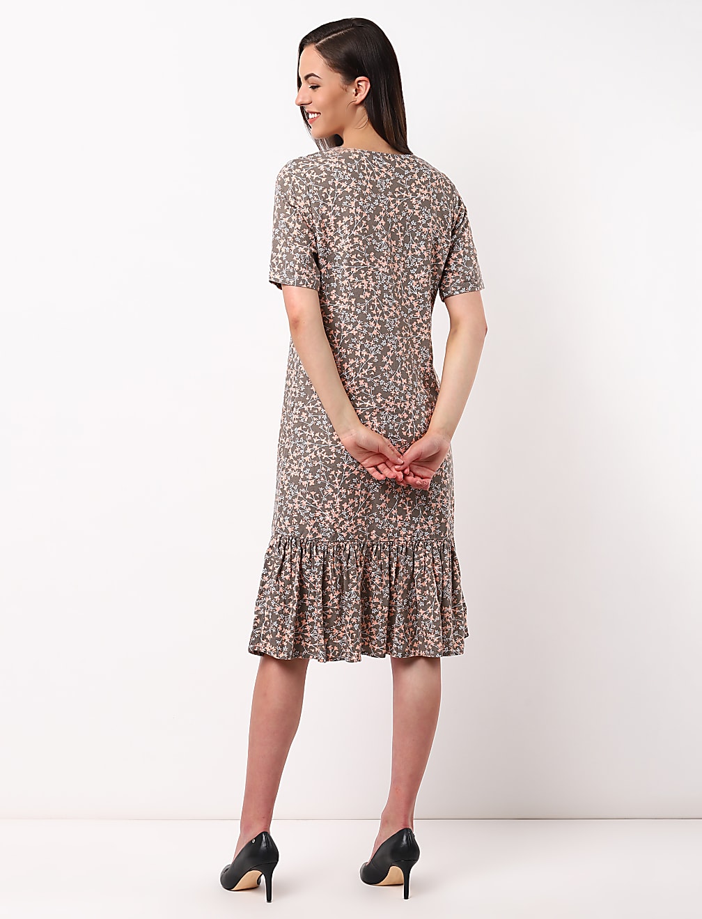 Printed Bottom Ruffle Dress