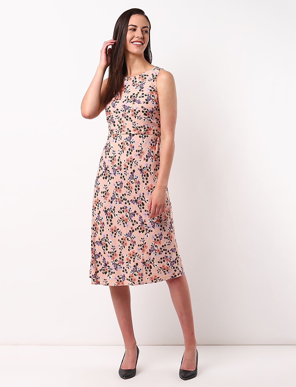 Printed Back Tie Dress