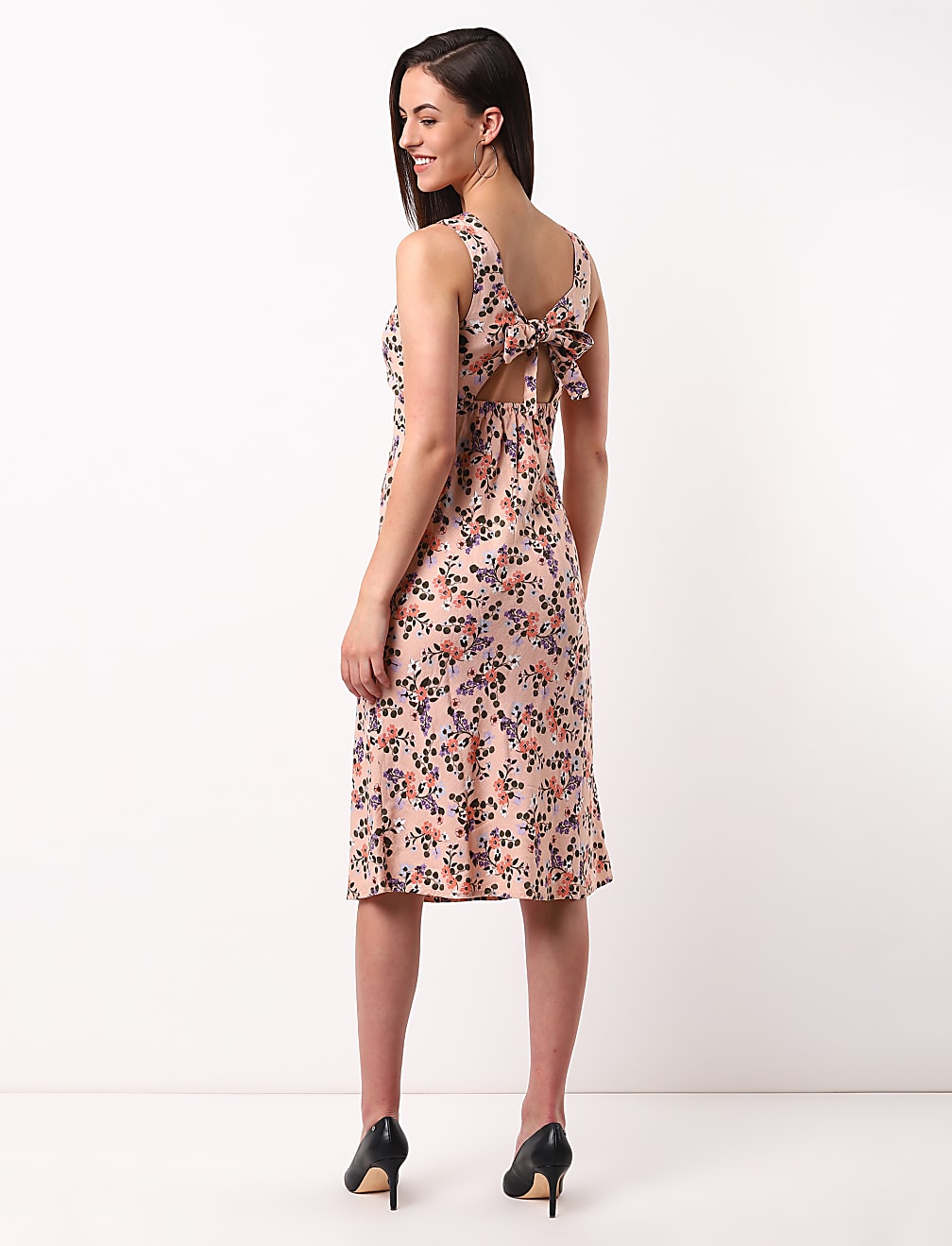 Printed Back Tie Dress