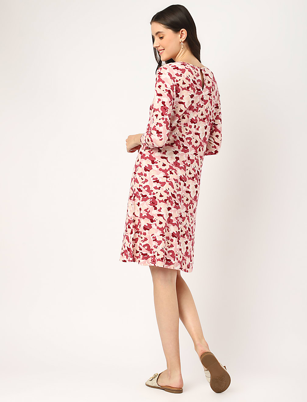 Viscose Mix Printed Round Neck Dress