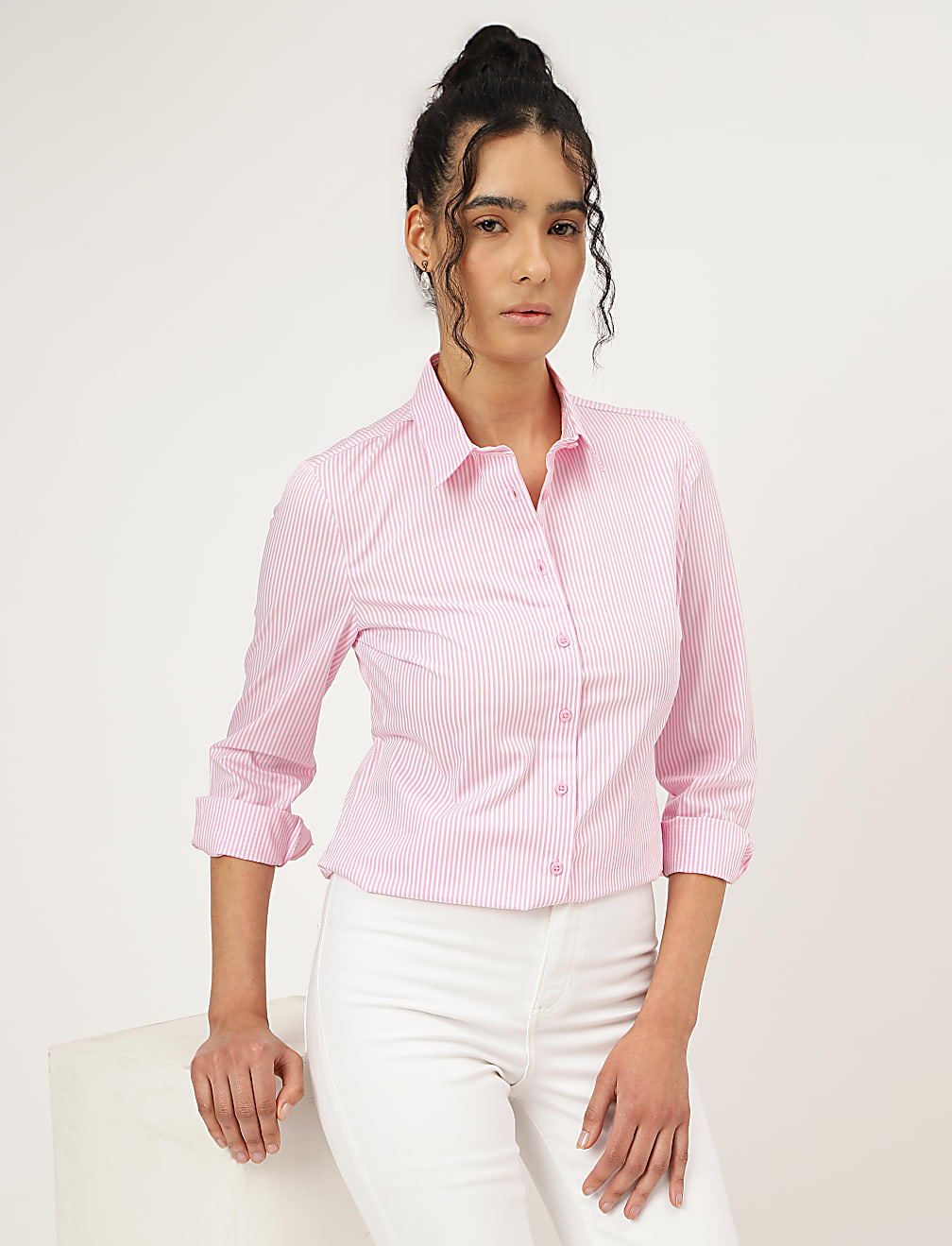 Striped Spread Collar Shirt