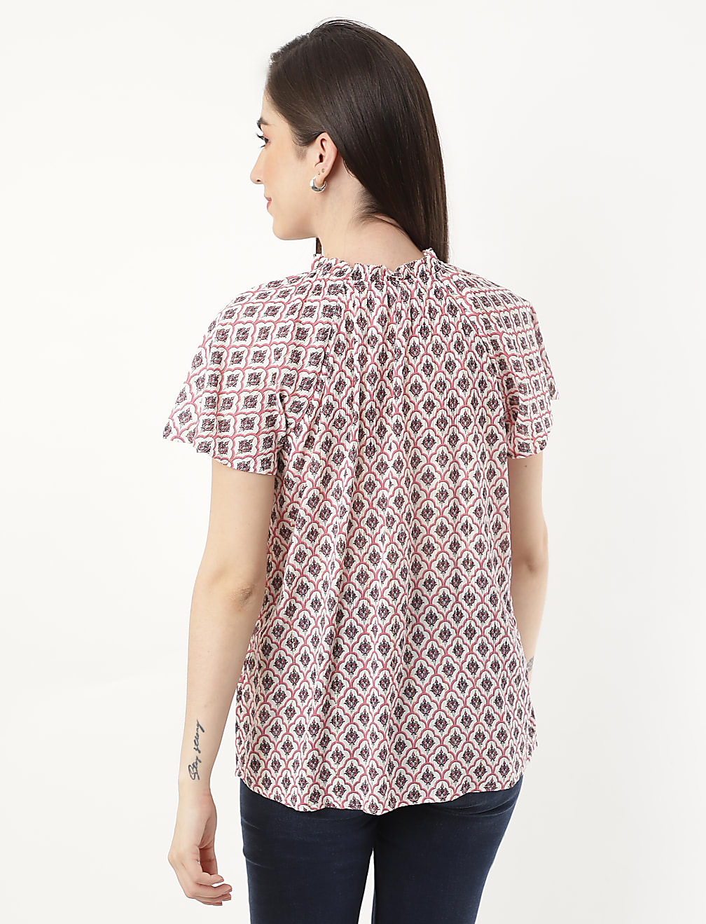 Pure Cotton Embroidery Notch Neck Top