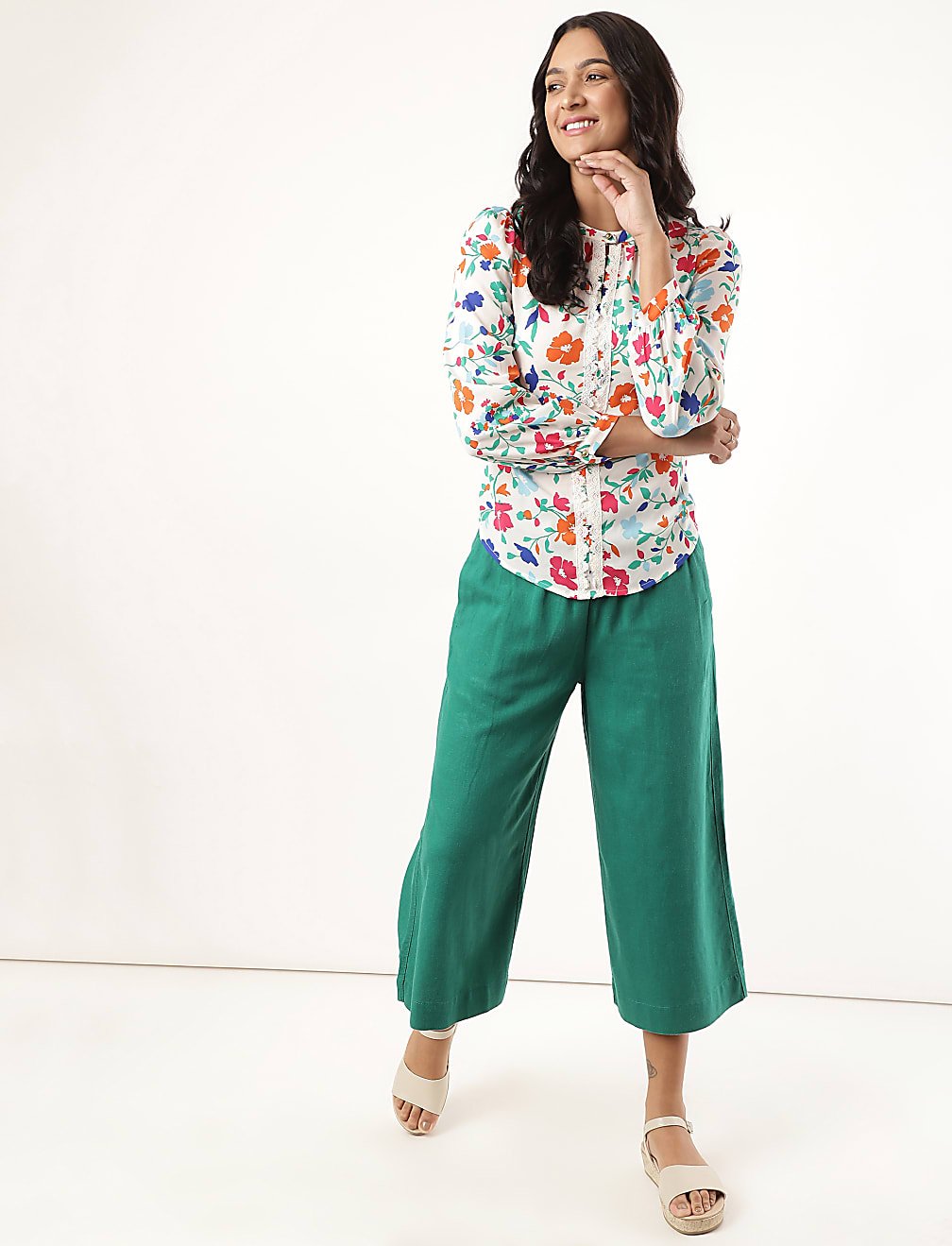 Floral Mandarin Collar Top