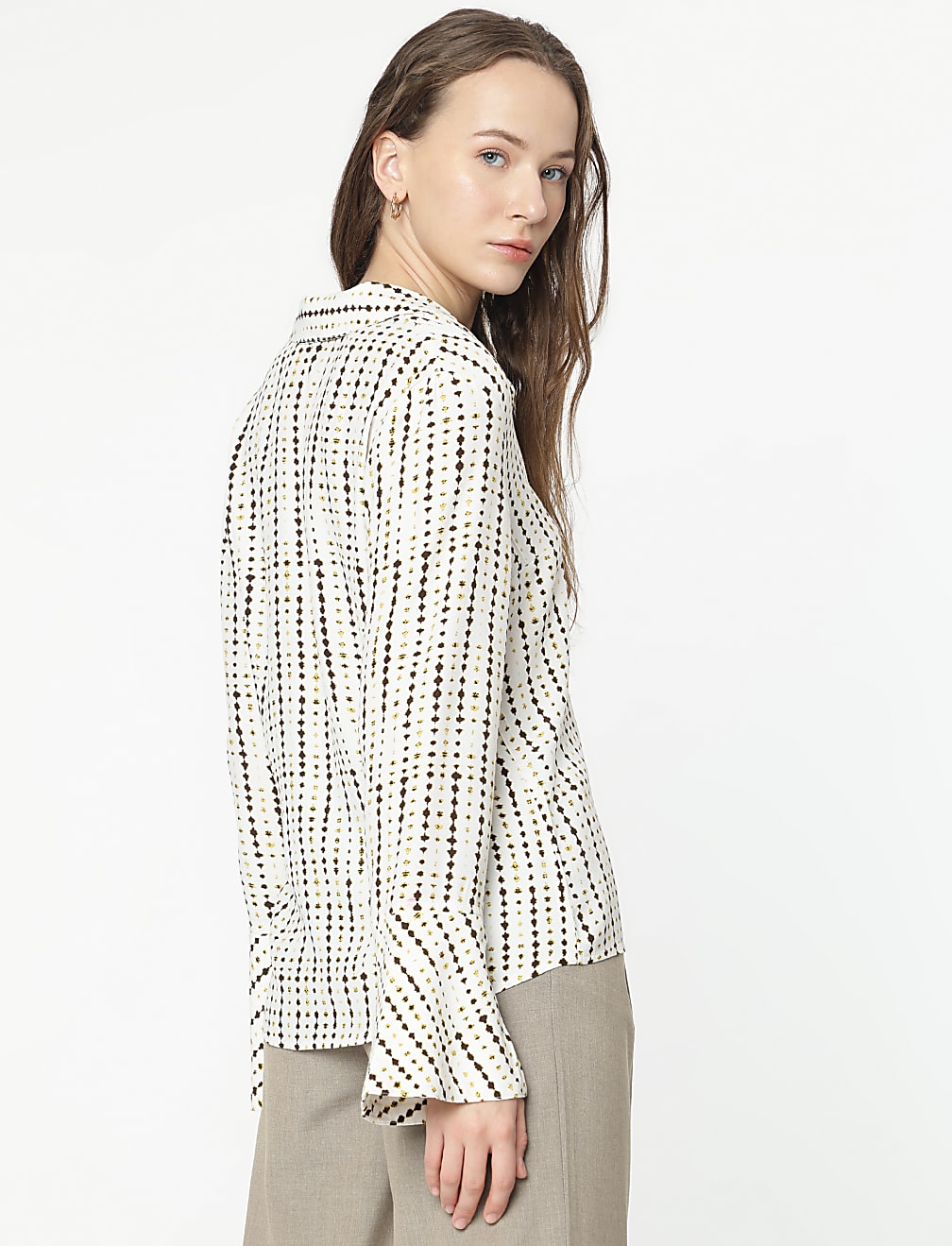 Pure Viscose Printed Bell Sleeves Blouse