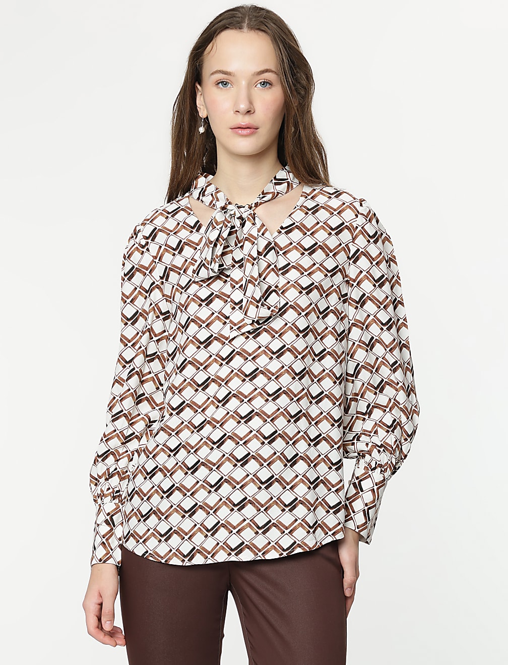 Pure Viscose Printed Bishop Sleeves Blouse