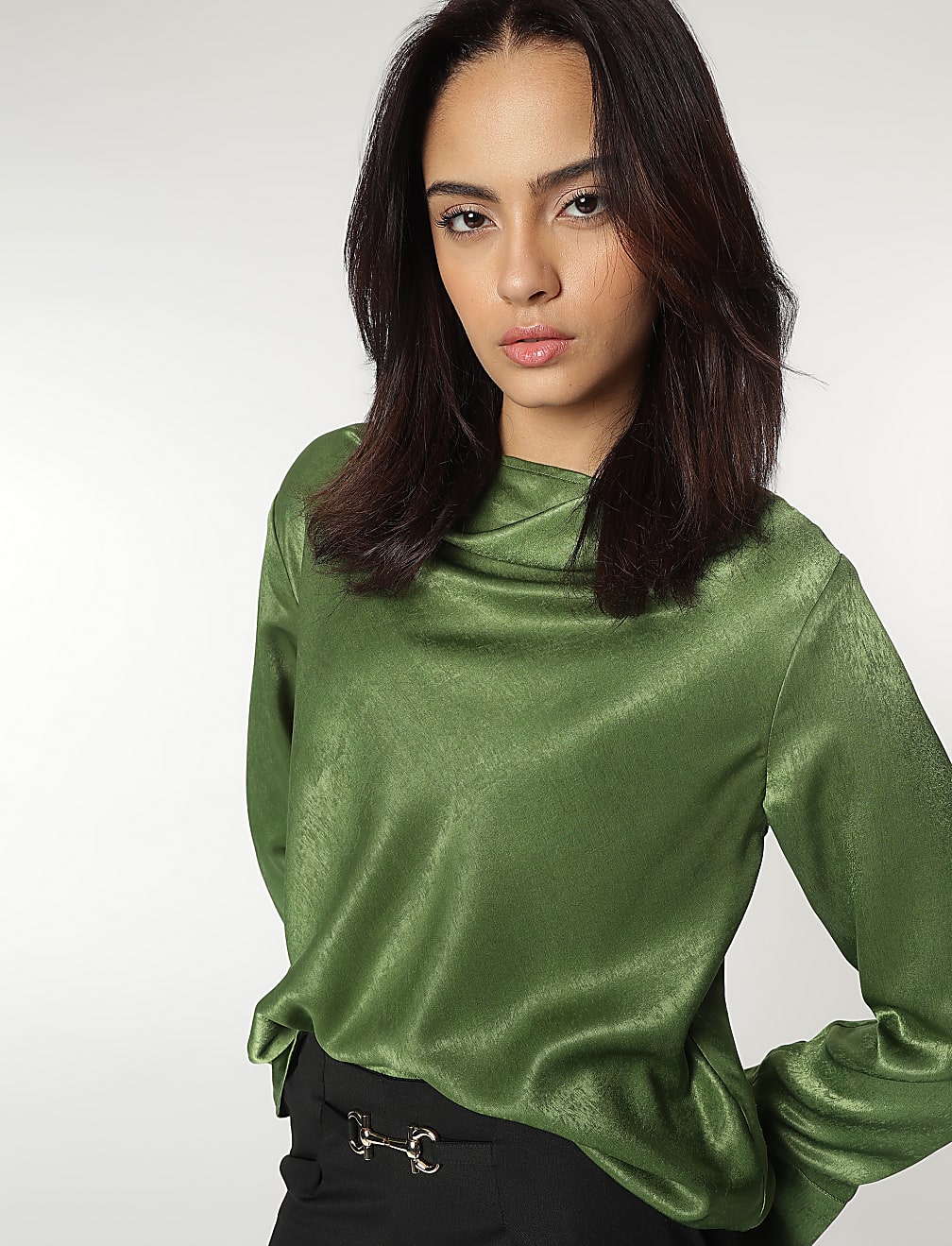 Cowl Neck Plain Blouse