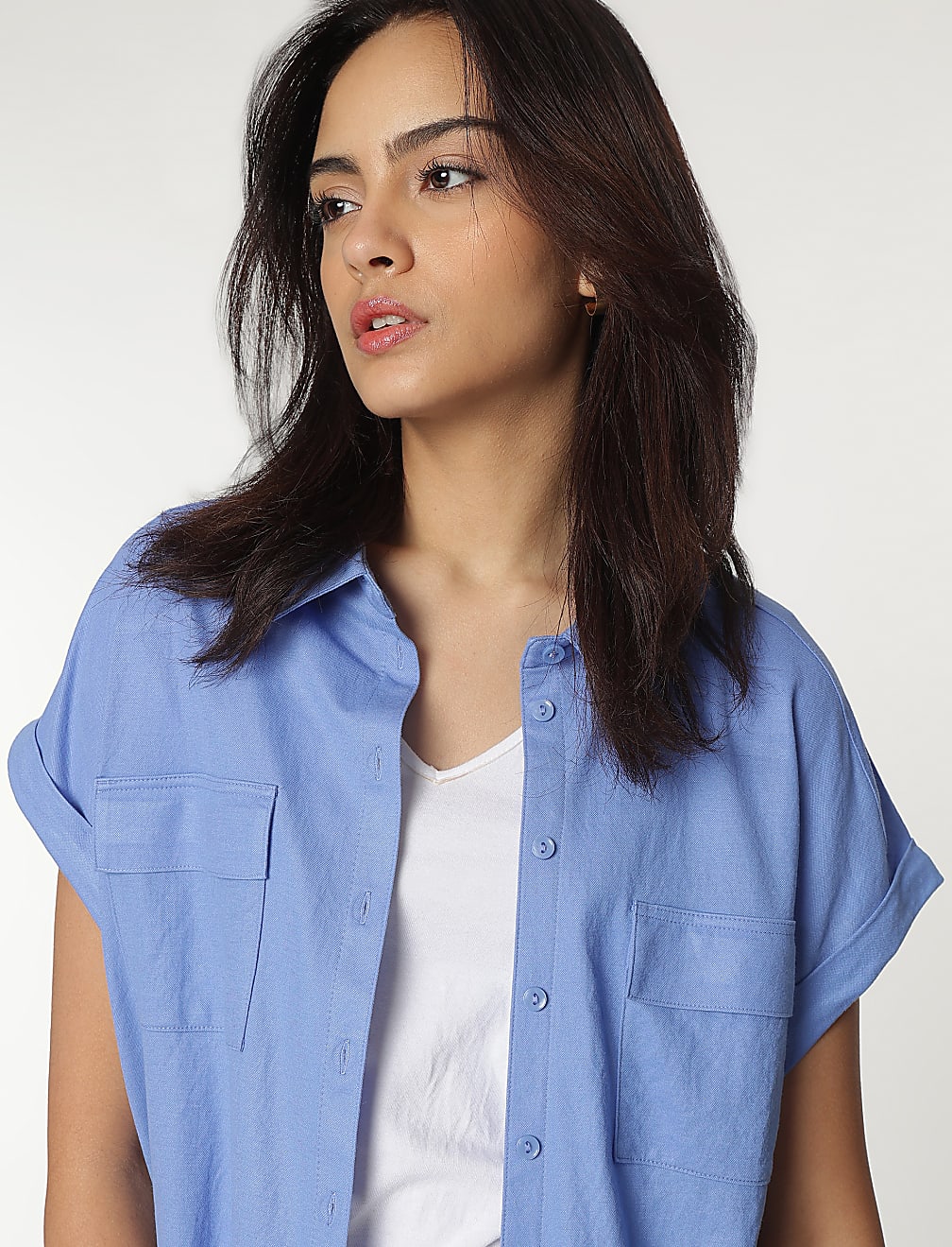 Viscose Mix Spread Collar Shirt
