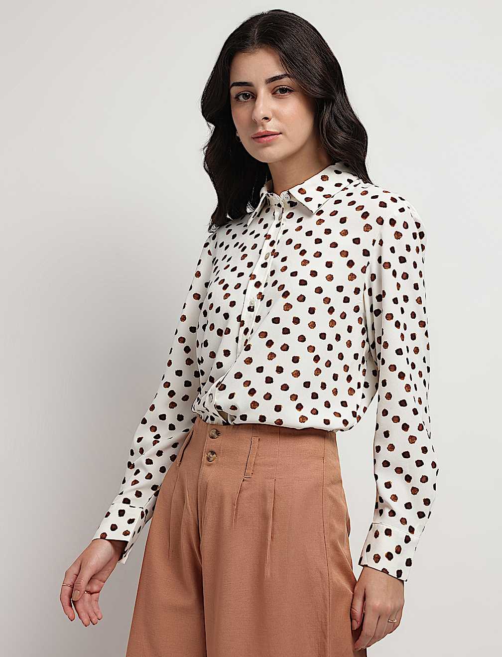 Polka Dots Collared Shirt