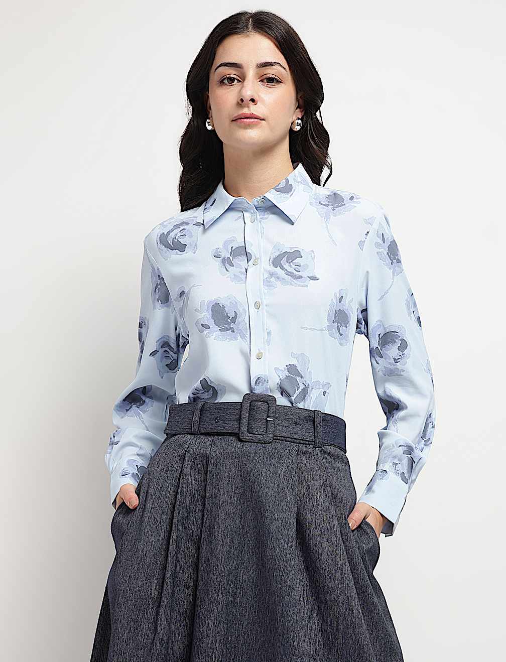 Floral Printed Collared Shirt