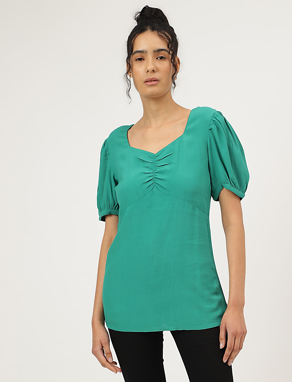 Neckline Linen Blouse