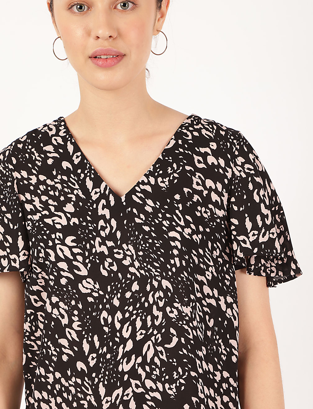 Printed V-Neck Top