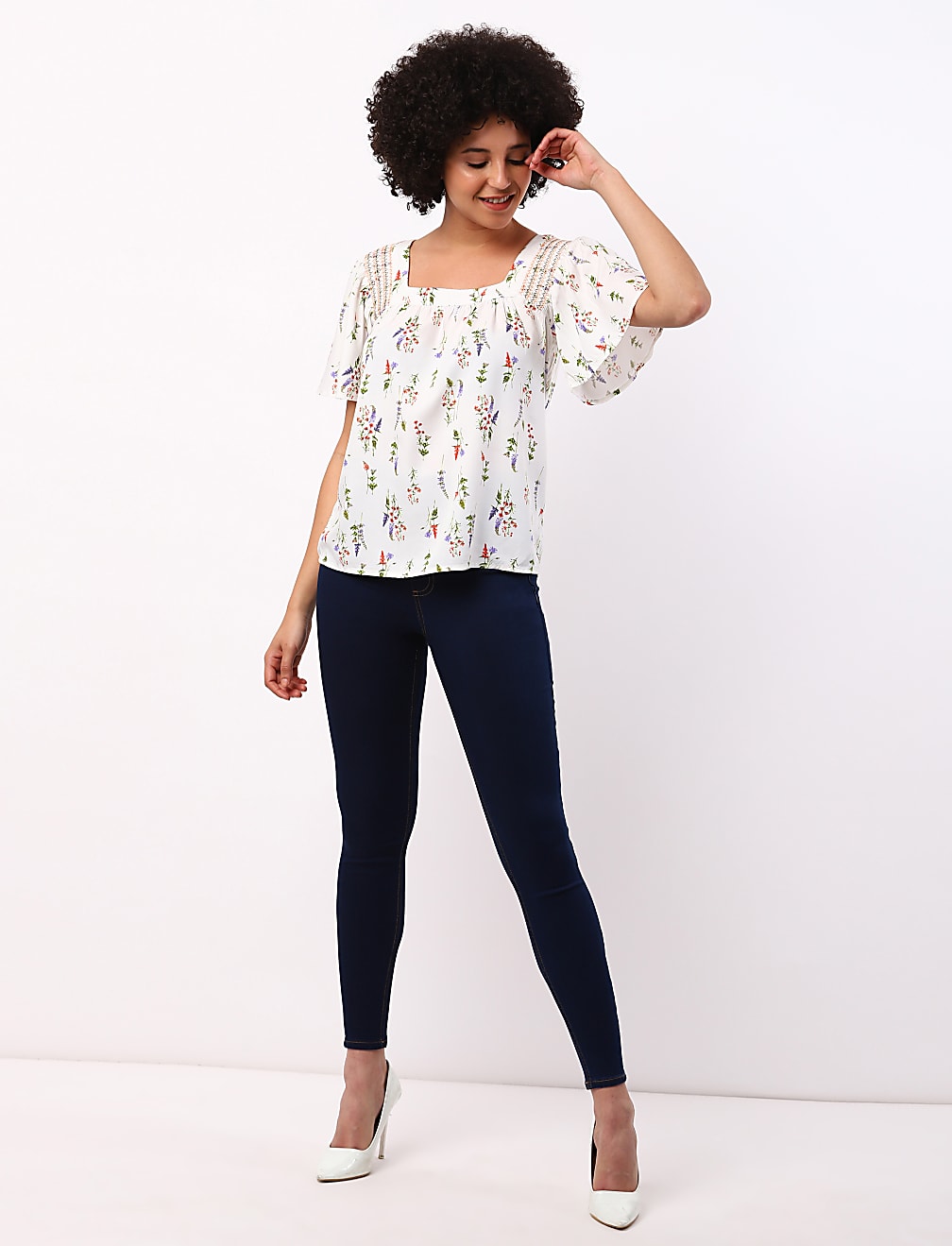 Smocked Print Top