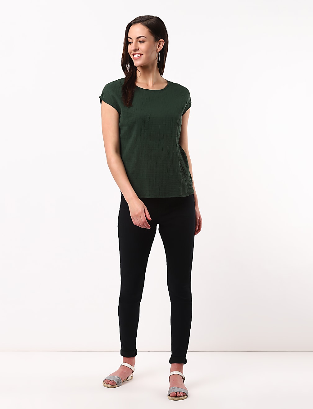 Textured Shoulder Rushed Top