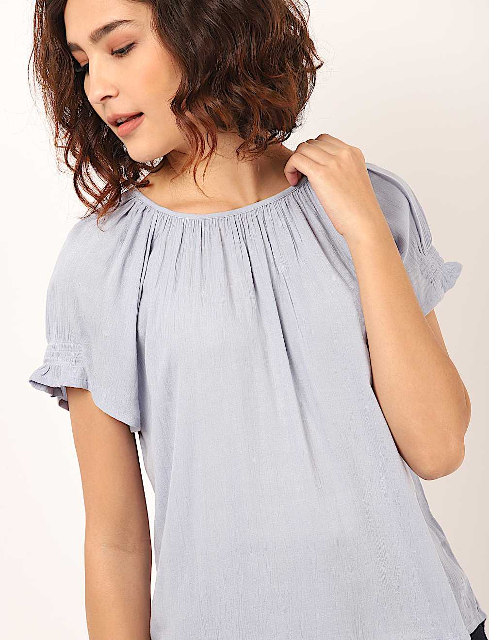 Pure Viscose Plain Keyhole Neck Top