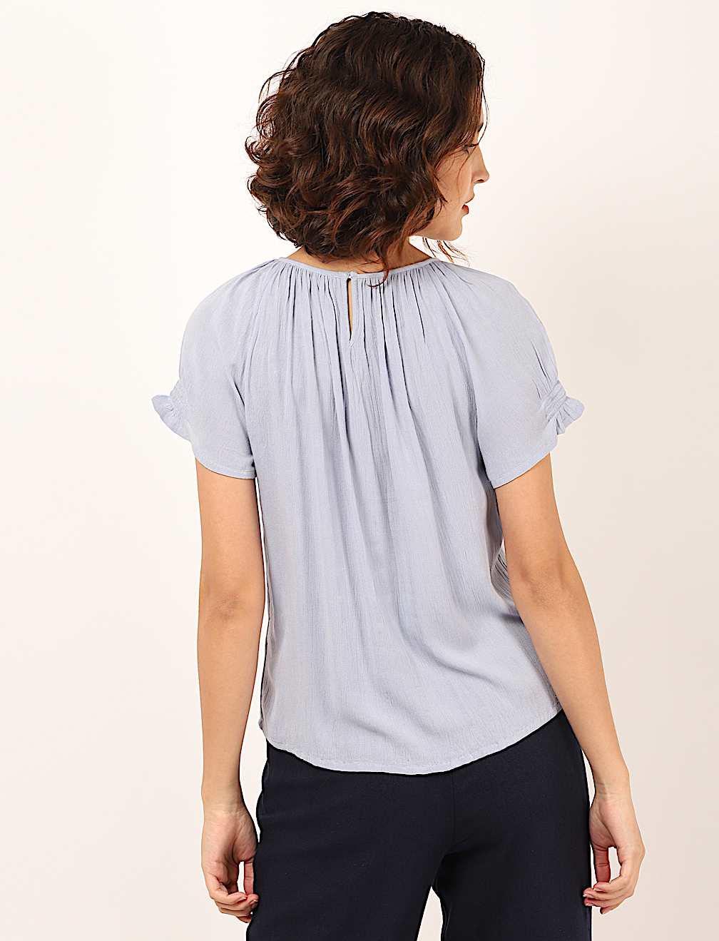 Pure Viscose Plain Keyhole Neck Top