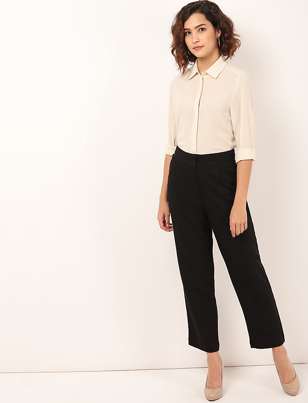 Plain Spread Collar Blouse
