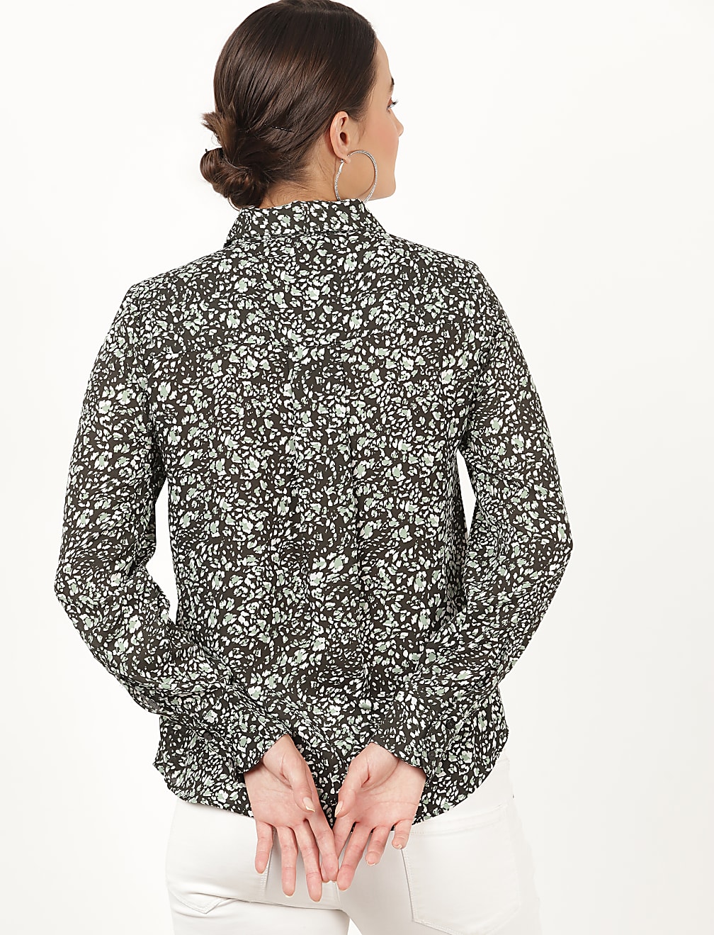 Printed Spread Collar Blouse