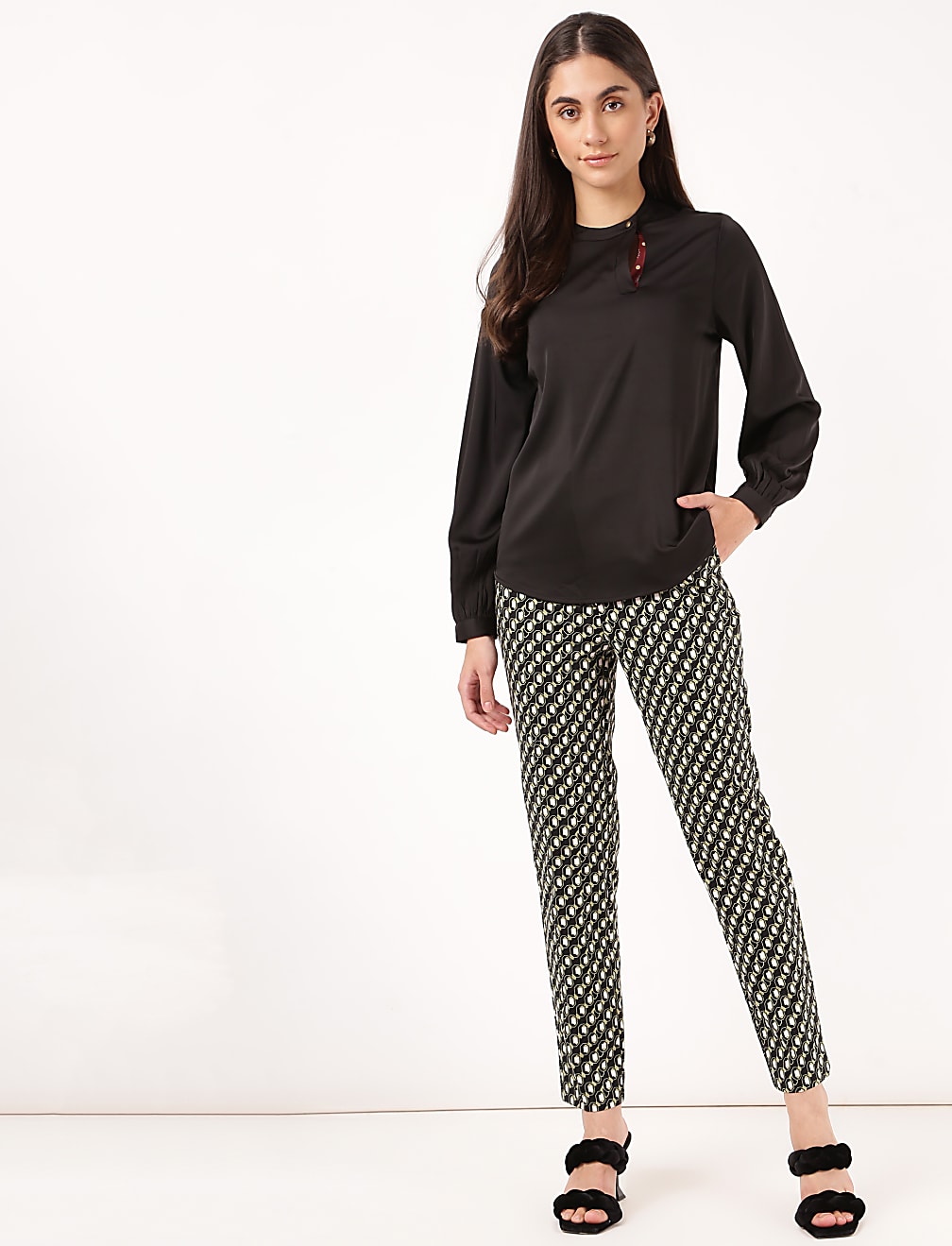Satin Mandarin Collar Top