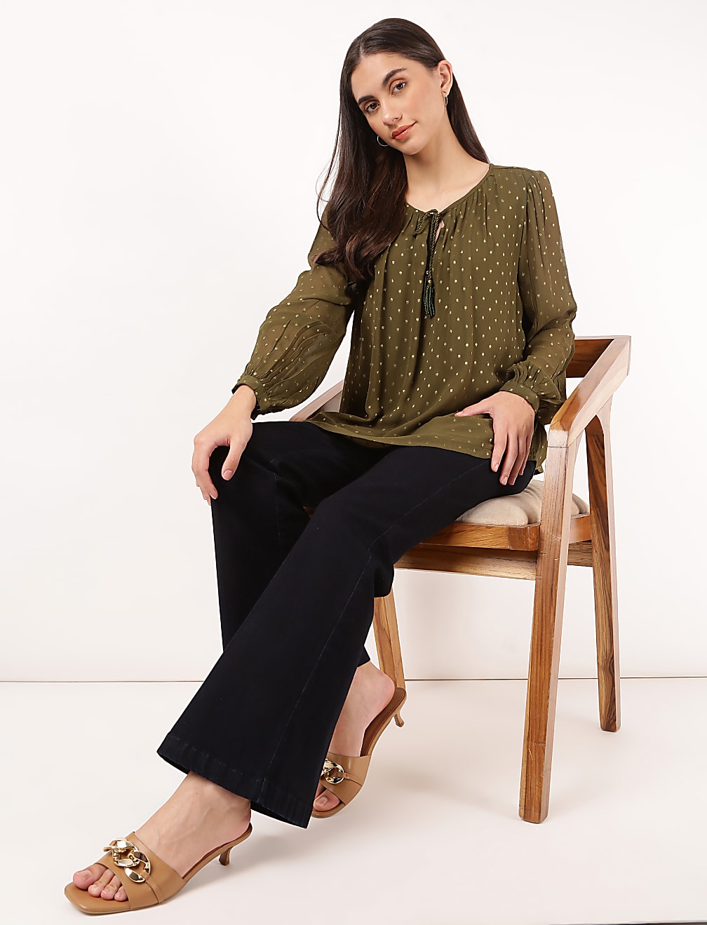 Viscose Mix Printed Tie-up Blouse