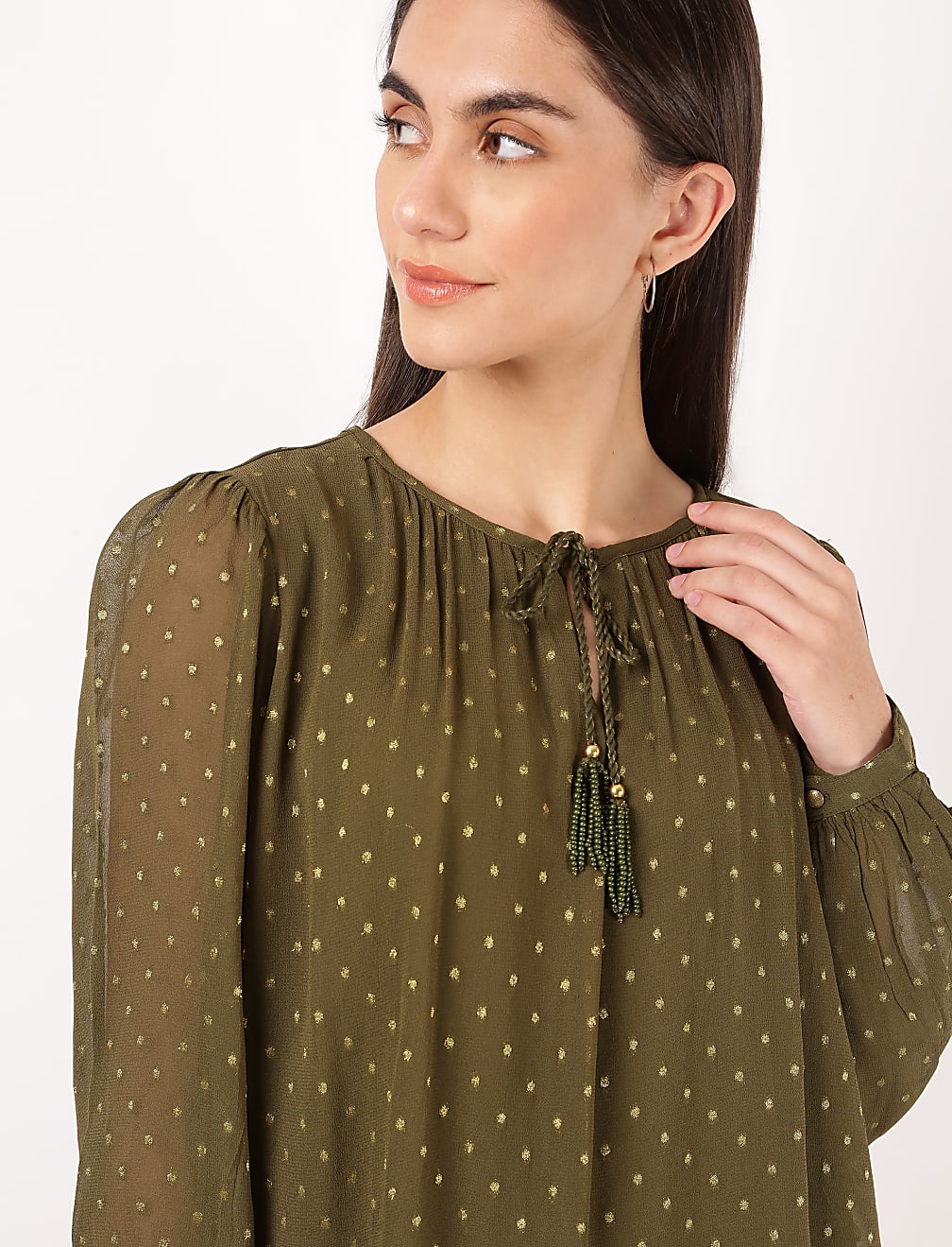 Viscose Mix Printed Tie-up Blouse