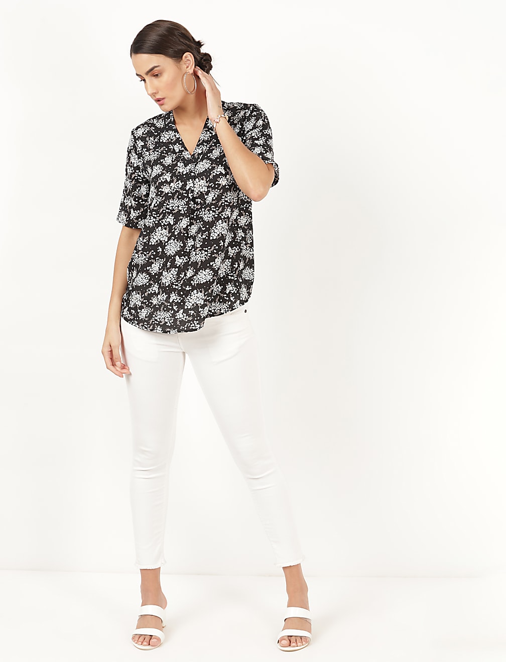 Printed V-Neck Top