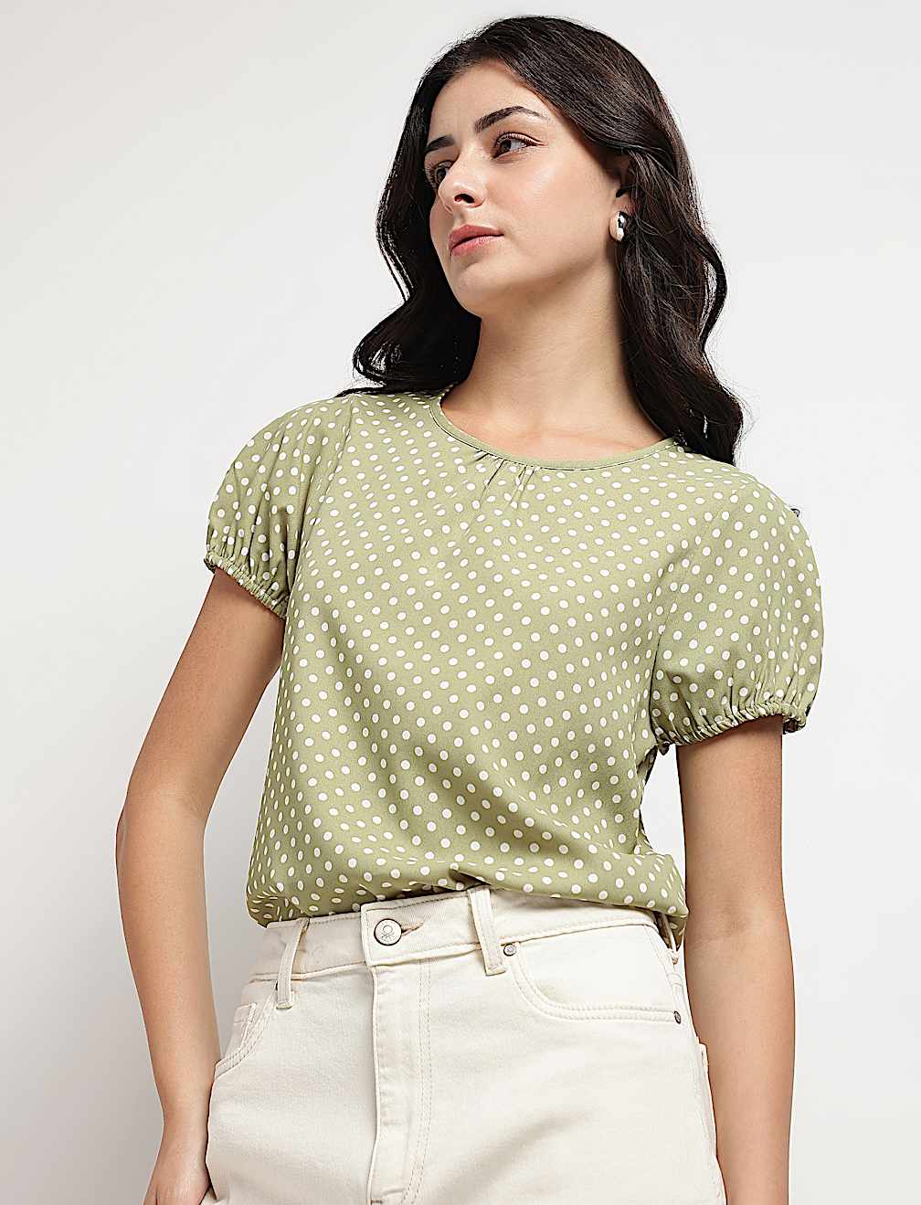Polka Dots Round Neck Top
