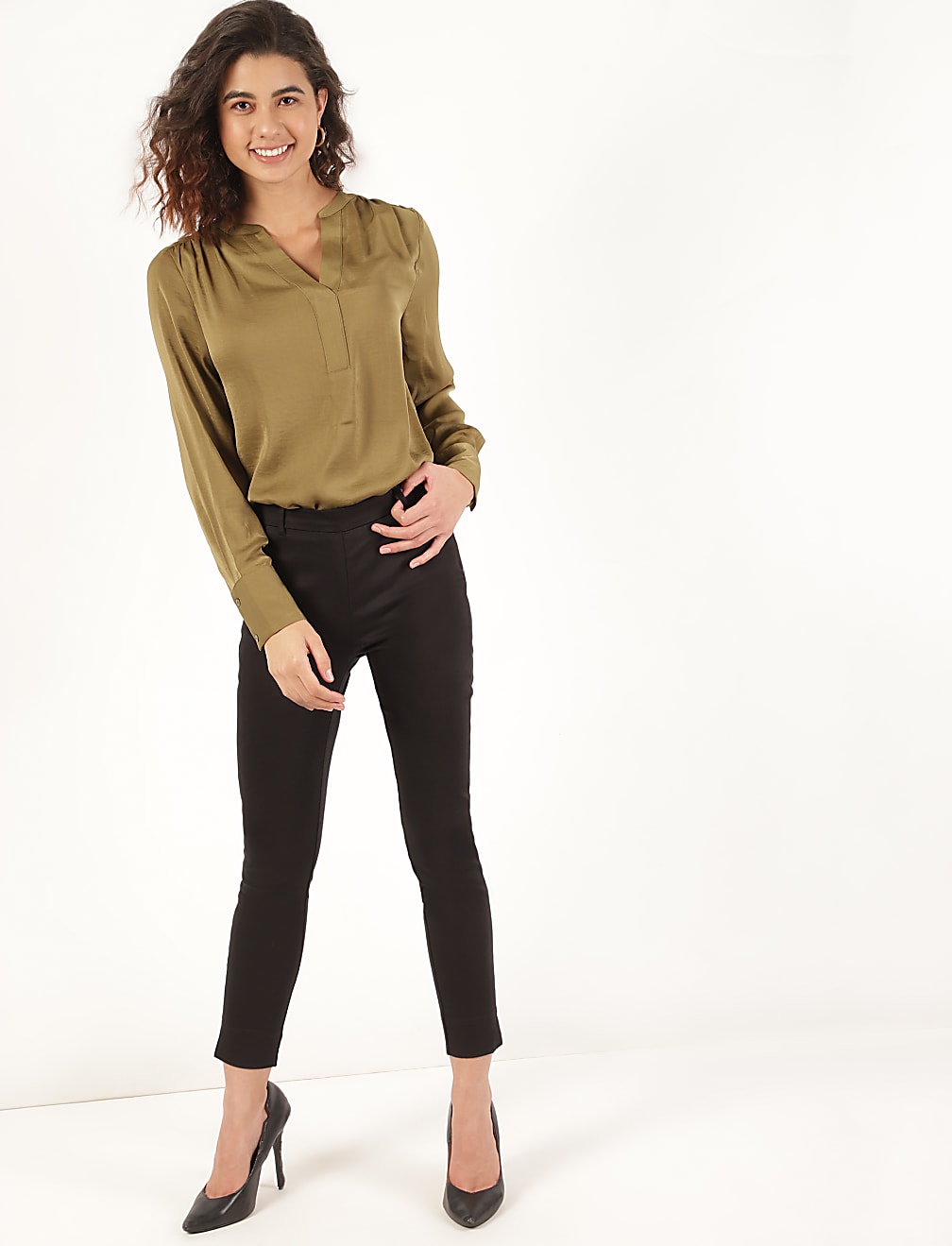 Plain Mandarin Neck Blouse