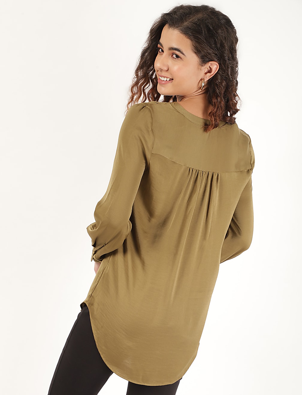 Plain Mandarin Neck Blouse