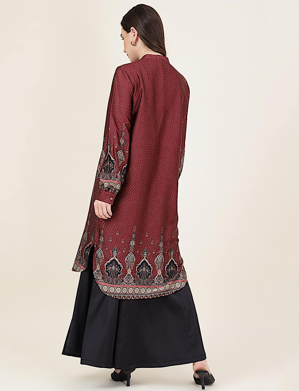 Printed Mandarin Collar Dress