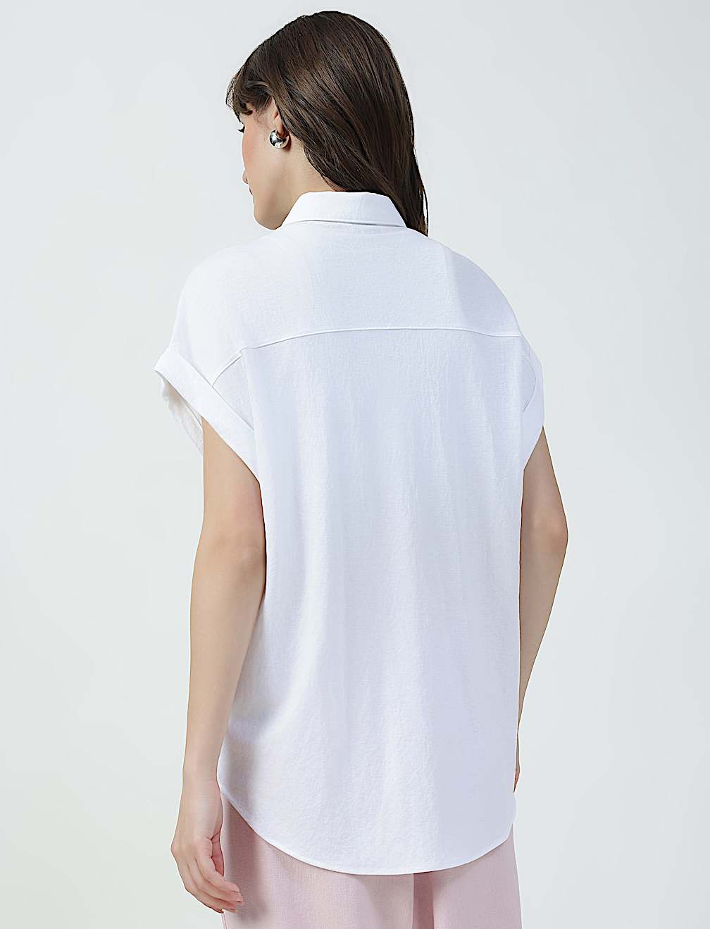 Viscose Rich Plain Spread Collar Shirt