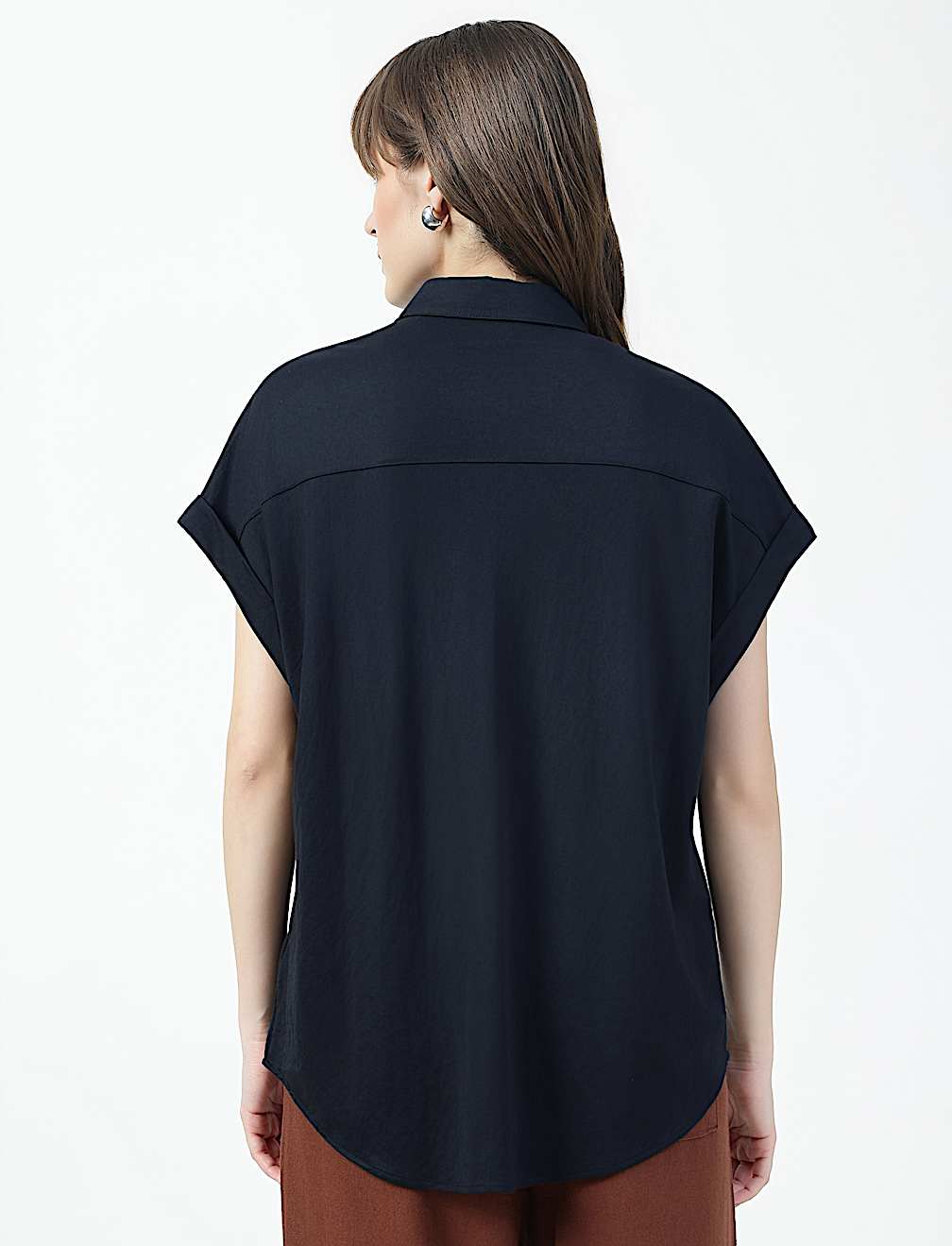 Viscose Rich Plain Spread Collar Shirt