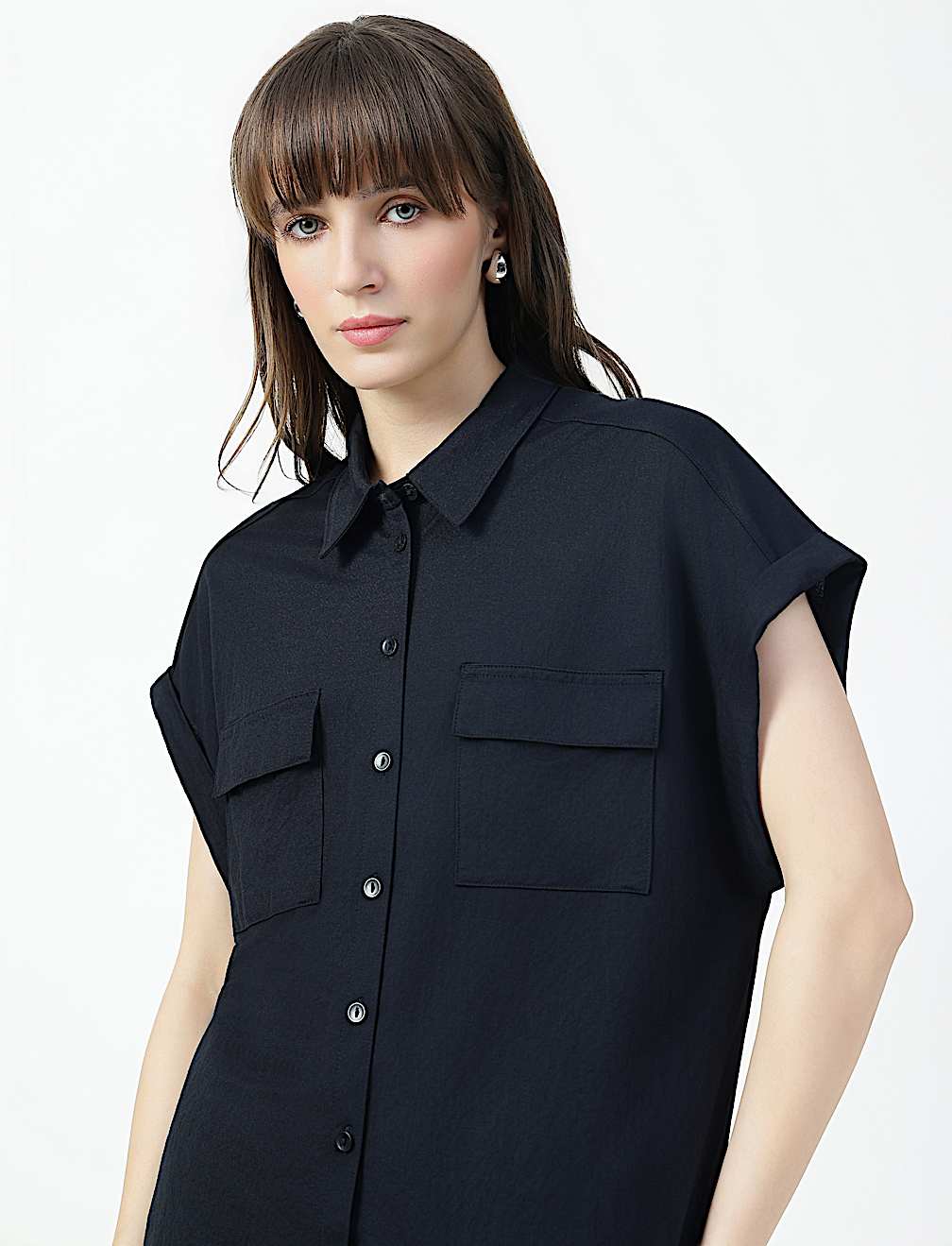 Viscose Rich Plain Spread Collar Shirt